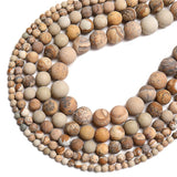 Natural dull polish matte picture stone beads for jewelry making 15inches natural stone beads 4/6/810mm wholesale