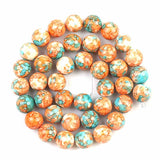 Orange Cyan Colorful Rain Jaspers Round Beads Natural Loose Stone Beads For DIY Jewelry Making 4/6/8/10/12mm Bracelet 15''