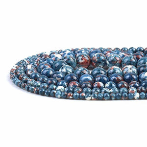 Navy Blue Colorful Rain Jaspers Round Beads Natural Loose Stone Beads For DIY Jewelry Making 4/6/8/10/12mm Bracelet 15''