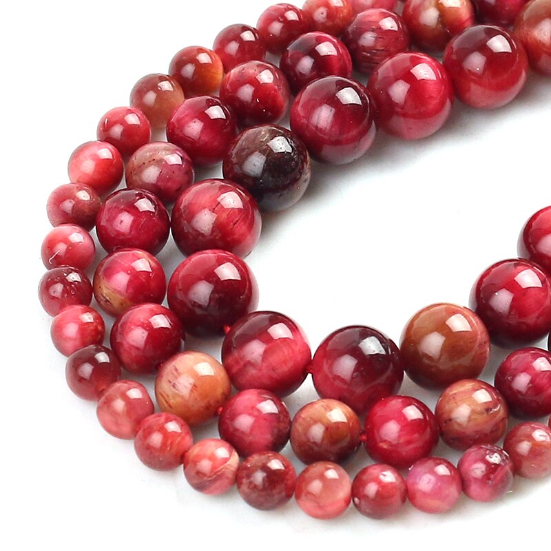 6/8/10mm Natural Stone Peach Bicolor Tiger Eye Loose Spacer Beads For Jewelry Making DIY Bracelet Charms Accessories 15'' Strand