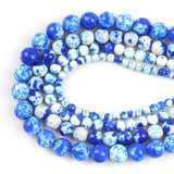 Blue White  Colorful Rain Jaspers Round Beads Natural Loose Stone Beads For DIY Jewelry Making 4/6/8/10/12mm Bracelet 15''
