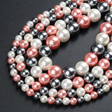 Black Red White Shell Pearl Beads Round Loose Spacer Beads For DIY Jewelry Making Bracelet Accessories 15'' 6/8/10/12mm