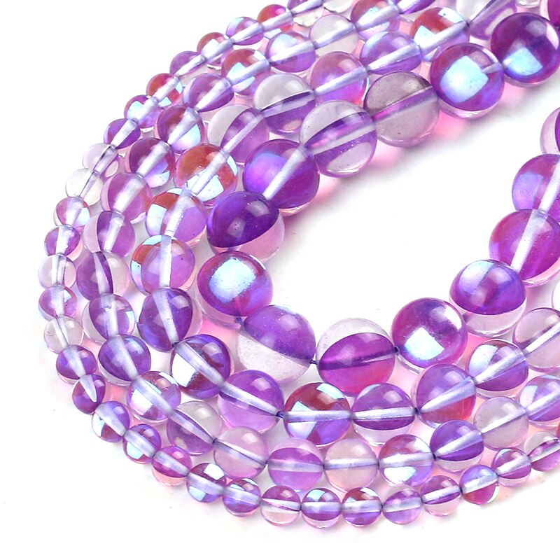 Round Clear Purple Flash Crystal Glass Austrian Crystal Glitter Loose Beads For Jewelry Making DIY Charms Bracelet 15''6/8/10/12mm