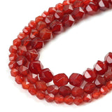 Natural Red Agates Split Surface Faceted Loose Stone Beads Spacer Beads 15''Strand 6/8/10mm For Jewelry Making DIY Bracelet