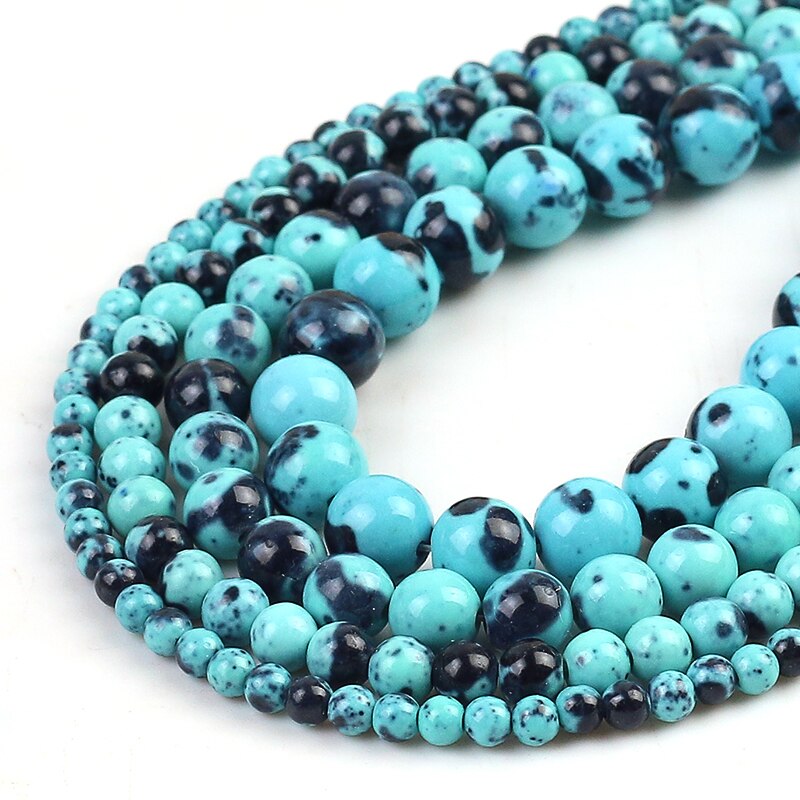 Cyan Black Colorful Rain Jaspers Round Beads Natural Loose Stone Beads For DIY Jewelry Making 4/6/8/10/12mm Bracelet 15''