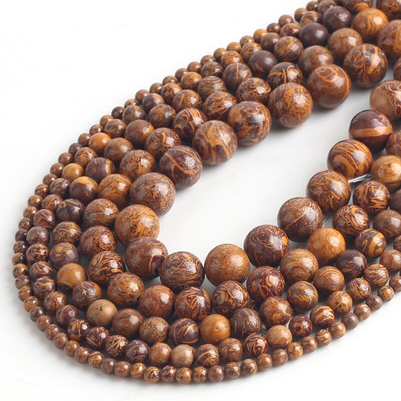 Wholesale Natural Stone Beads Elephant Skin Jaspers Round Loose Beads For Jewelry Making Bracelet Diy 15 inches 4/6/8/10/12mm