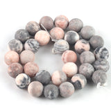 Wholesale 6 8 10 12mm Matte natural Stone beads Pink Zebra round bead spacer jewelry Beads For jewelry Making Bracelet Necklace