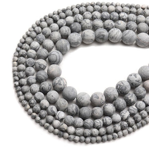 1 Strand/Lot Natural Stone Beads Matte Mapstone Round Spacer 4 6 8 10 12mm Loose Charms Ornamental Findings For Jewelry Making