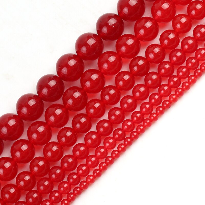 Natural Stone Red Jades Round Loose Spacer Beads 15'' 4/6/8/10/12mm for Jewelry Making DIY Earrings Bracelet Accessories