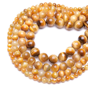 A++Natural Stone Beads Yellow Tiger Eye Round Loose Beads For Jewelry Making 15inch Pick Size 6.8.10.12mm