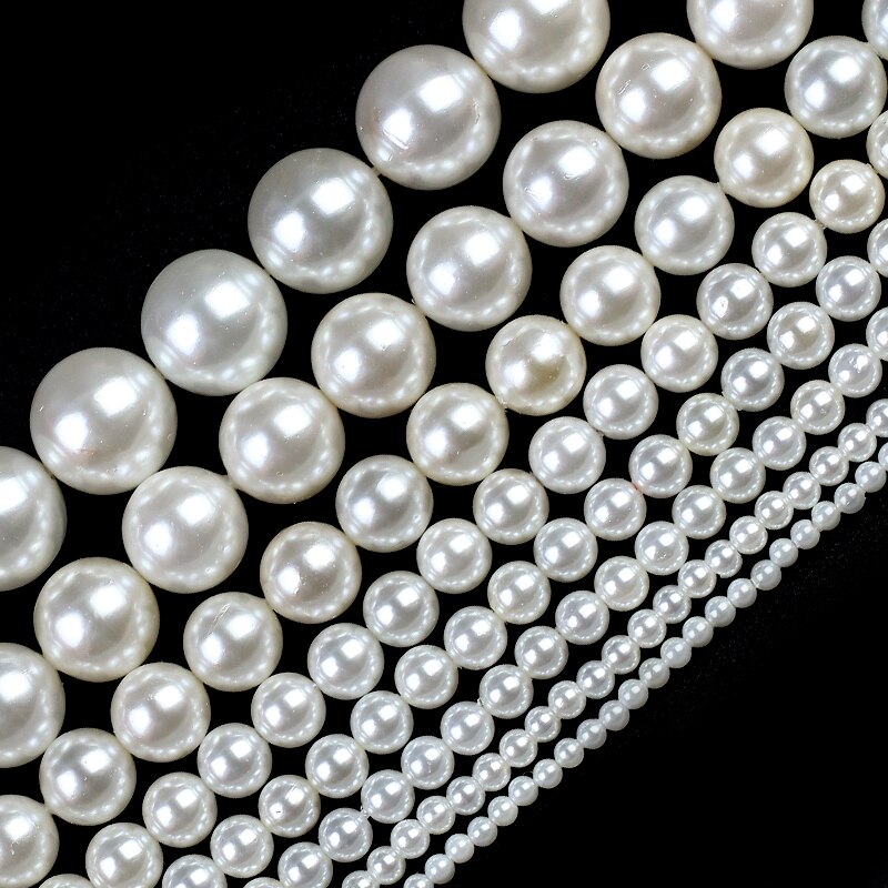 Natural White Shell Pearl Beads Round Loose Spacer Beads For Jewelry Making DIY Bracelet Necklace Accessories 15'' 2/3/4/6/8mm