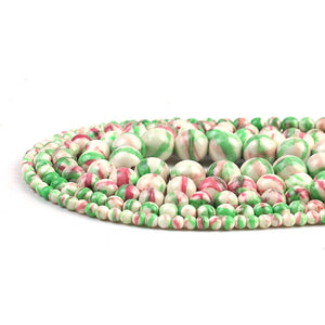 Green Red Colorful Striated Rain Round Beads Natural Loose Stone Beads For DIY Jewelry Making 4/6/8/10/12mm Bracelet 15''
