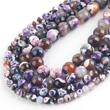 Wholesale Natural Purple Fire Agates Stone Beads Smooth Round Loose Spacer Beads For Jewelry Making DIY Bracelets 15''
