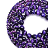 Wholesale Price Natural Stone purple Tiger Eye Agat Round Beads 15" Strand 4 6 8 10 12MM Pick Size Beads For Jewelry Making