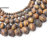 Natural Stone Matte Tiger eye Agates Jaspers Turquoises Round Loose Beads 15" Strand 6 8 10 MM Pick Size