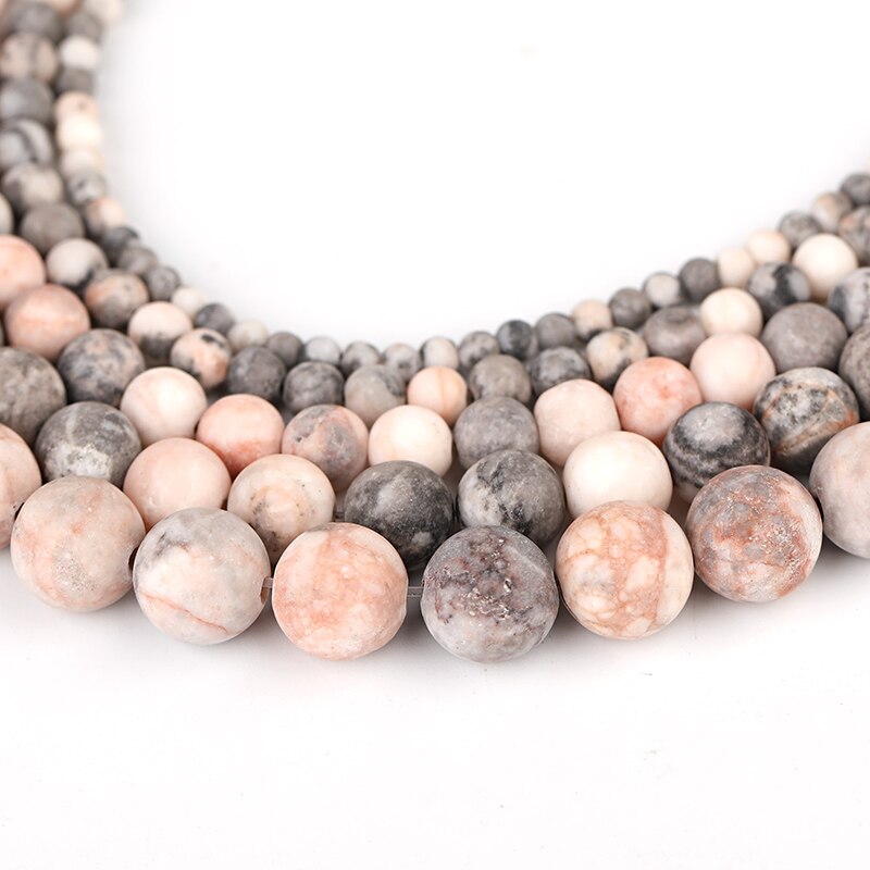 Wholesale 6 8 10 12mm Matte natural Stone beads Pink Zebra round bead spacer jewelry Beads For jewelry Making Bracelet Necklace