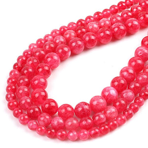Wholesale Natural Angelite Stone Red Rhodochrosite Smooth Round Loose Spacer Beads for Jewelry Making DIY Bracelet 6/8/10mm