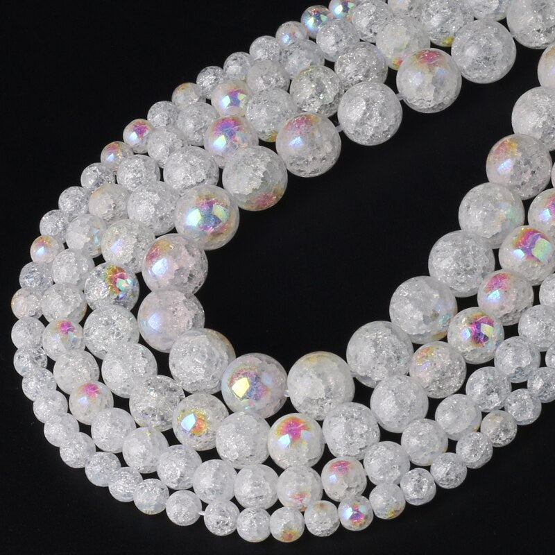 Wholesale AAA Plated Colorful White Snow Cracked Glass Crystal Stone Beads For Jewelry Making DIY Bracelet Necklace Natural