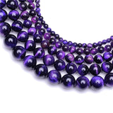 Wholesale Price Natural Stone purple Tiger Eye Agat Round Beads 15" Strand 4 6 8 10 12MM Pick Size Beads For Jewelry Making