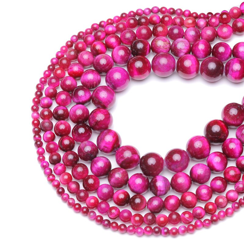 4/6/8/10/12mm Fuchsia Red Tiger Eye Round Beads DIY Bracelet Jewelry Making A++ Pick Size