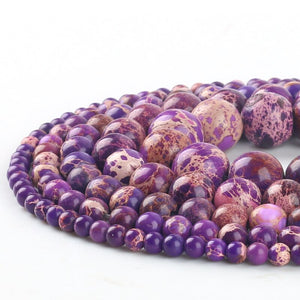 Wholesale Natural Stone Purple Sea Sediment Turquoises Imperial Jaspers Beads 4/6/8/10/12MM Fit Diy Beads For Jewelry Making