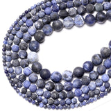 Natural Dull Polish Matte Old Blue Sodalite Loose Beads 4/6/8/10/12mm Pick Size Beads For Jewelry Making