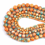 Orange Cyan Colorful Rain Jaspers Round Beads Natural Loose Stone Beads For DIY Jewelry Making 4/6/8/10/12mm Bracelet 15''
