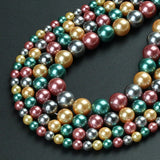 Green Yellow Red Grey Shell Pearl Beads Round Loose Spacer Beads For DIY Jewelry Making Bracelet Accessories 15'' 6 8 10 12mm