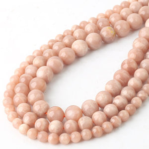 Grade AAA Natural Orange Moonstone Beads Round Loose Stone Beads 4/6/8/10/12mm For Jewelry Making DIY Bracelet Necklace 15 Inch