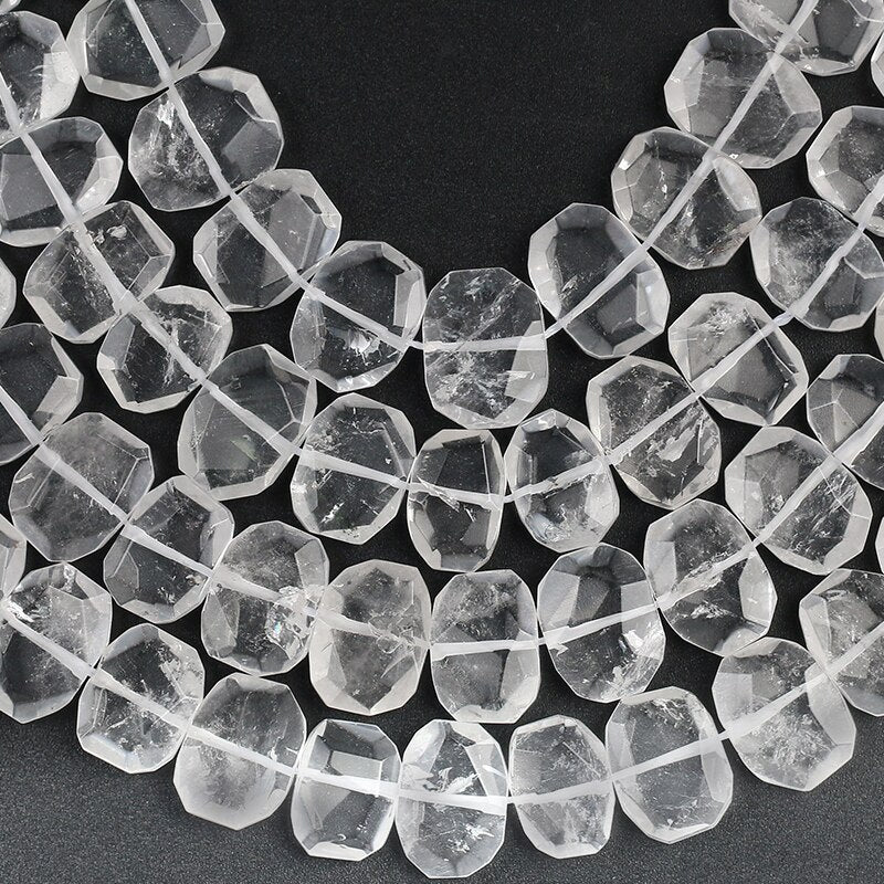 Natural White Crystal Stone Beads Transverse Pore Denier Section Loose Beads 15x20mm for Jewelry Making DIY Bracelet