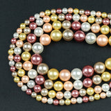 Yellow Purple White Shell Pearl Beads Round Loose Spacer Beads For DIY Jewelry Making Bracelet Accessories 15'' 6 8 10 12mm