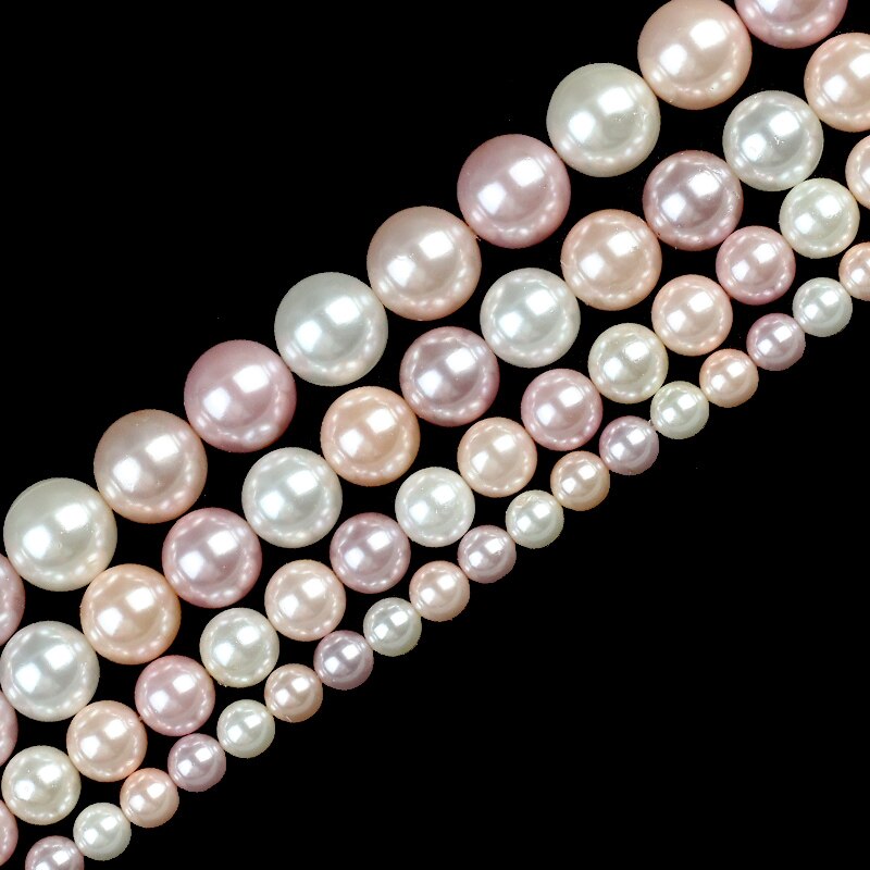 6 8 10 12mm Purple Grey Orange Shell Pearl Beads Round Loose Spacer Beads For DIY Jewelry Making Bracelet Charm Accessories 15''