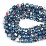 Navy Blue Colorful Rain Jaspers Round Beads Natural Loose Stone Beads For DIY Jewelry Making 4/6/8/10/12mm Bracelet 15''
