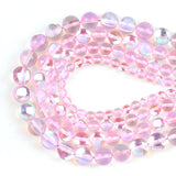 Round Light Pink Flash Crystal Glass MoonStone Glitter Loose Beads For Jewelry Making DIY Charms Bracelet 15''6/8/10/12mm