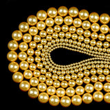 Natural Golden Shell Pearl Beads Round Loose Spacer Beads For Jewelry Making DIY Bracelet Necklace Accessories 15'' 2/3/4/6/8mm