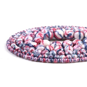 Blue Orange Colorful Striated Rain Round Beads Natural Loose Stone Beads For DIY Jewelry Making 4/6/8/10/12mm Bracelet 15''