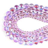 Round Light Purple Flash Crystal Glass MoonStone Glitter Loose Beads For Jewelry Making DIY Charms Bracelet 15''6/8/10/12mm