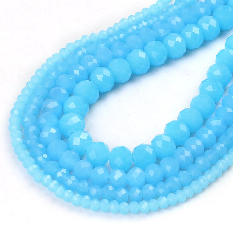 Faceted Sky Blue Glass Crystal Rondelle Beads Loose Spacer Beads For Jewelry Making DIY Bracelet Necklace 4/6/8/10/12/14mm