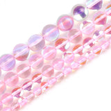 Round Light Pink Flash Crystal Glass MoonStone Glitter Loose Beads For Jewelry Making DIY Charms Bracelet 15''6/8/10/12mm