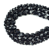 Natural Black Agates Split Surface Faceted Loose Stone Beads Spacer Beads 15''Strand 6/8/10mm For Jewelry Making DIY Bracelet