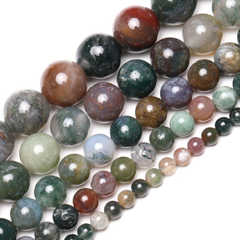 Wholesale Natural Stone Smooth Indian Agates Onyx Round Loose Beads 16" Strand 4 6 8 10 12 14MM Pick Size For Jewelry Making