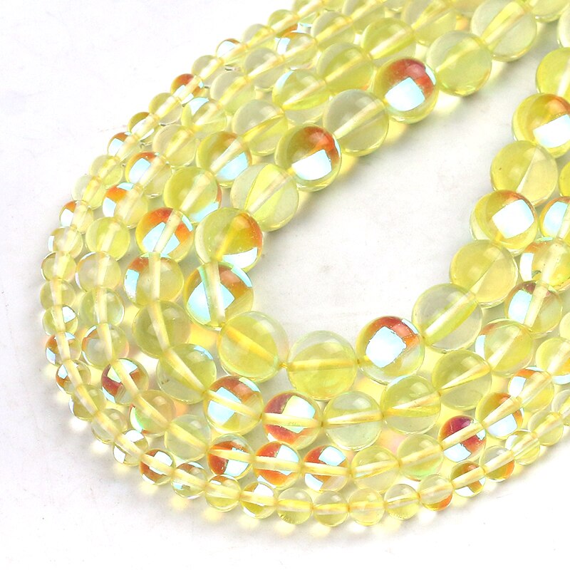 Round Clear Yellow Flash Crystal Glass Austrian Crystal Glitter Loose Beads For Jewelry Making DIY Charms Bracelet 15''6/8/10/12mm
