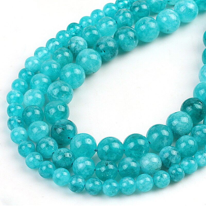Wholesale Natural Stone Top Sea Blue Angelite Round Beads for Jewelry Making DIY Bracelet Necklace 15" stand 6/8/10mm