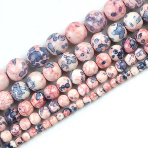 Light Pink Black Colorful Rain Jaspers Round Beads Natural Loose Stone Beads For DIY Jewelry Making 4/6/8/10/12mm Bracelet 15''