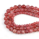 Natural Stone Jaspers Strawberry Crystal Angelite Jades Round Beads Stone Loose Spacer Beads for DIY Jewelry Making