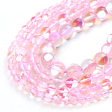 Round Light Pink Flash Crystal Glass MoonStone Glitter Loose Beads For Jewelry Making DIY Charms Bracelet 15''6/8/10/12mm