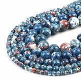 Navy Blue Colorful Rain Jaspers Round Beads Natural Loose Stone Beads For DIY Jewelry Making 4/6/8/10/12mm Bracelet 15''