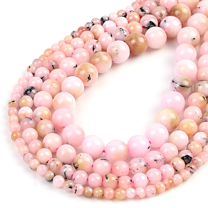 1 strand/lot Natural Stone Jaspers Powder Opal Angelite Jades Round Beads Stone Loose Spacer Beads for DIY Jewelry Making