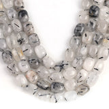 15*22mm Natural Oval Black Rutilated Quartzs Loose Spacer Beads For Jewelry Making DIY Necklace Bracelet Accessories 15'' inches