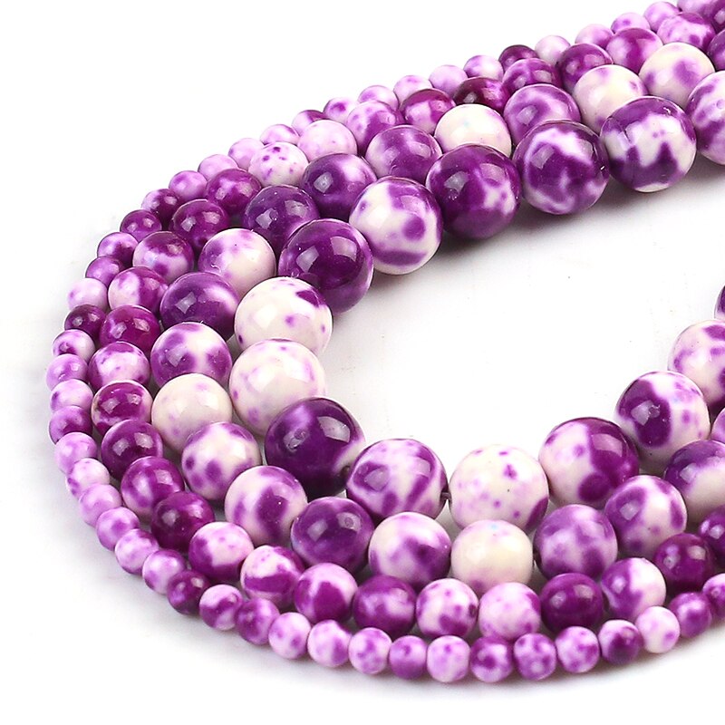 Purplish Red Colorful Rain Jaspers Round Beads Natural Loose Stone Beads For DIY Jewelry Making 4/6/8/10/12mm Bracelet 15''